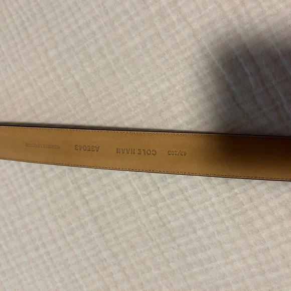 Cole Haan dark Tan light brownLeather Belt with Gold Buckle - Picture 2 of 2
